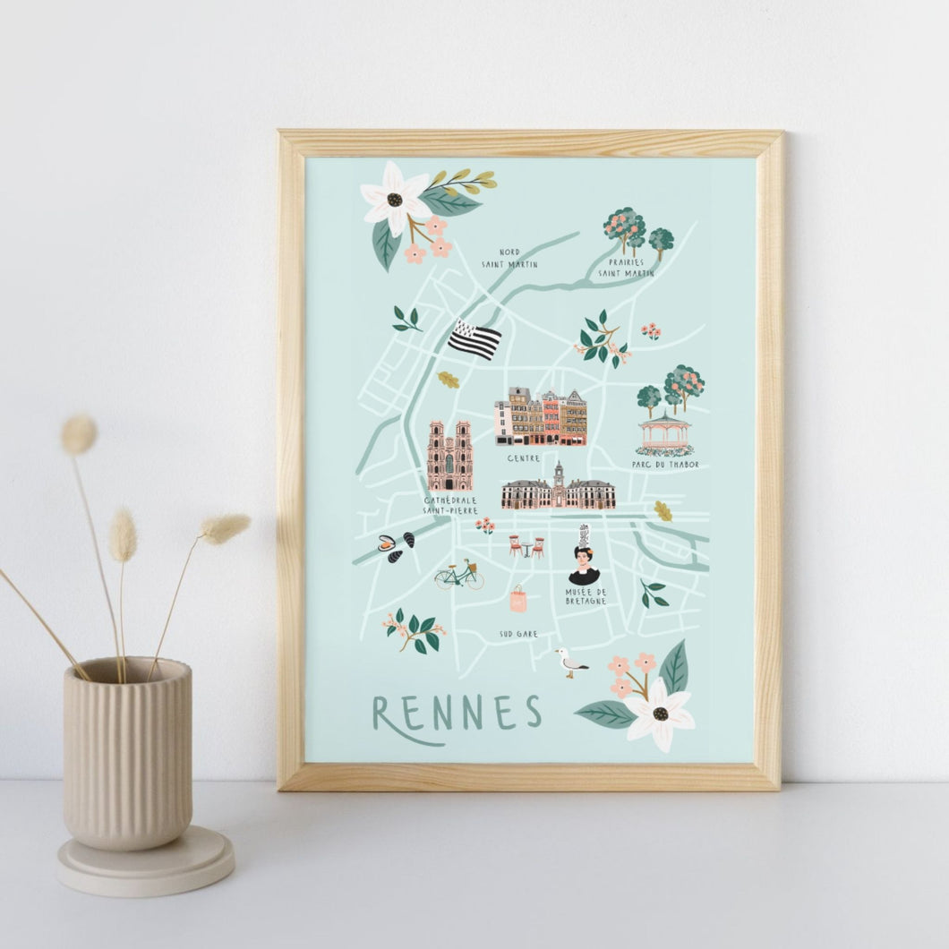 Rennes - Affiche illustrée 2 - Format A3