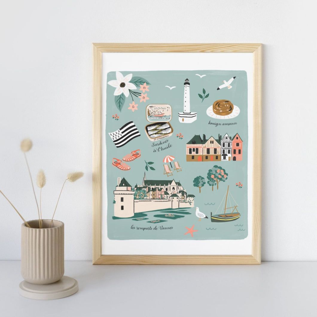 Vannes - Affiche illustrée 1 - Format A3
