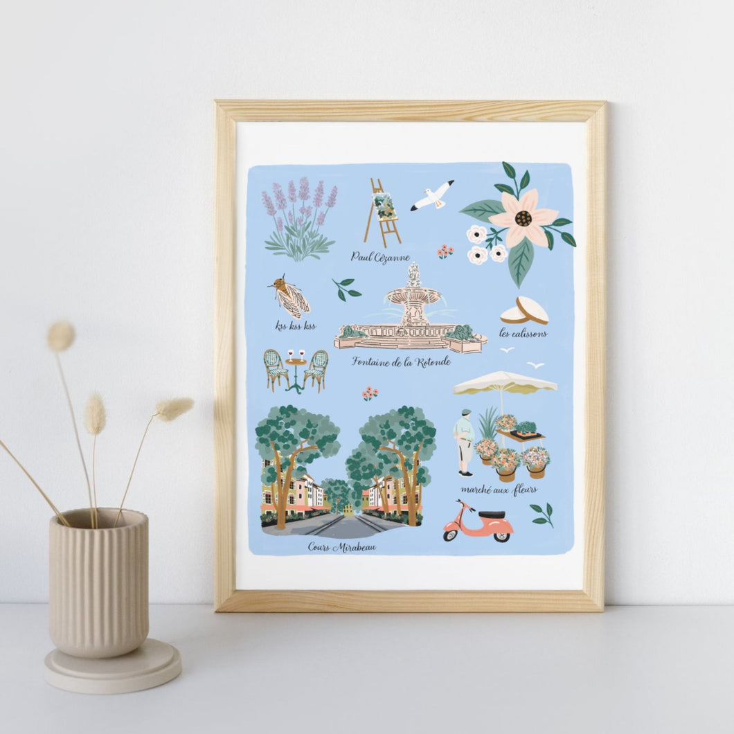 Aix-en-Provence - Affiche illustrée 1 - Format A3