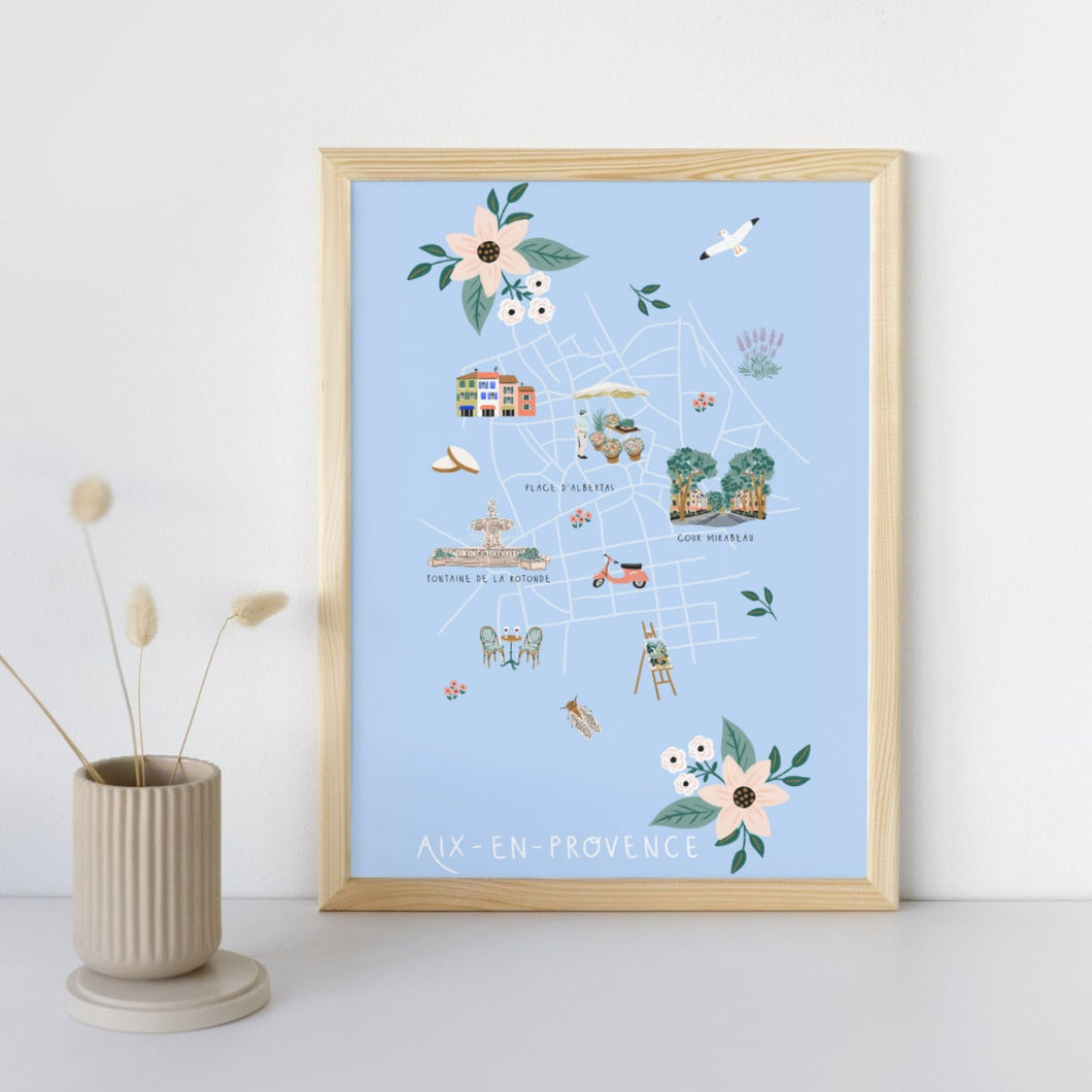 Aix-en-Provence - Affiche illustrée 2 - Format A3