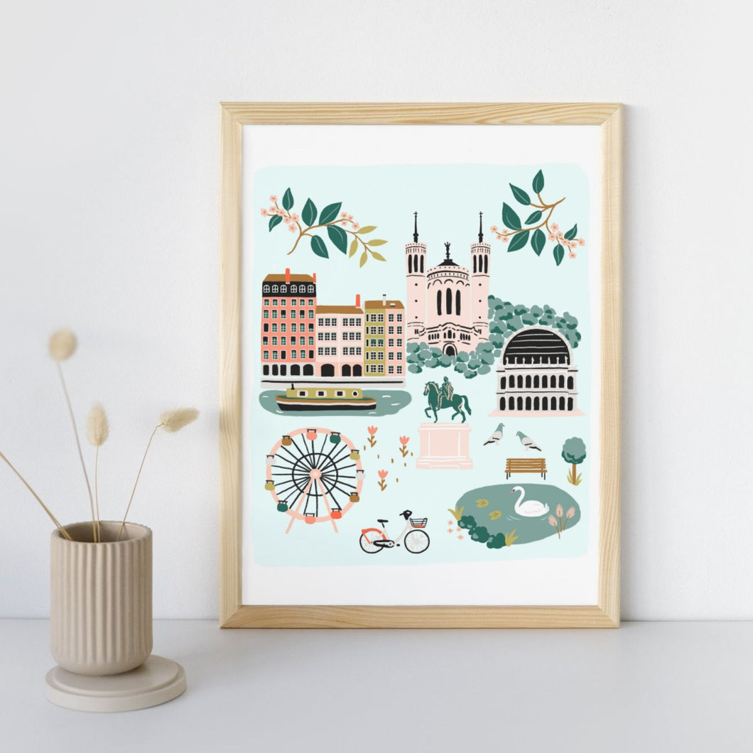 Lyon - Affiche illustrée 1 - Format A3