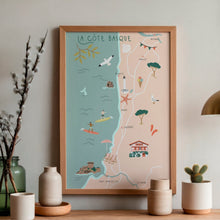 Charger l&#39;image dans la galerie, Biarritz &amp; la Cote Basque - Affiche illustrée 2 - Format A3
