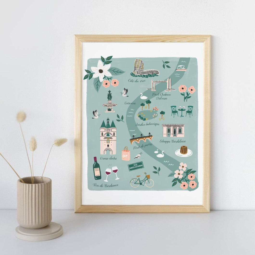 Bordeaux - Affiche illustrée 1 - Format A3