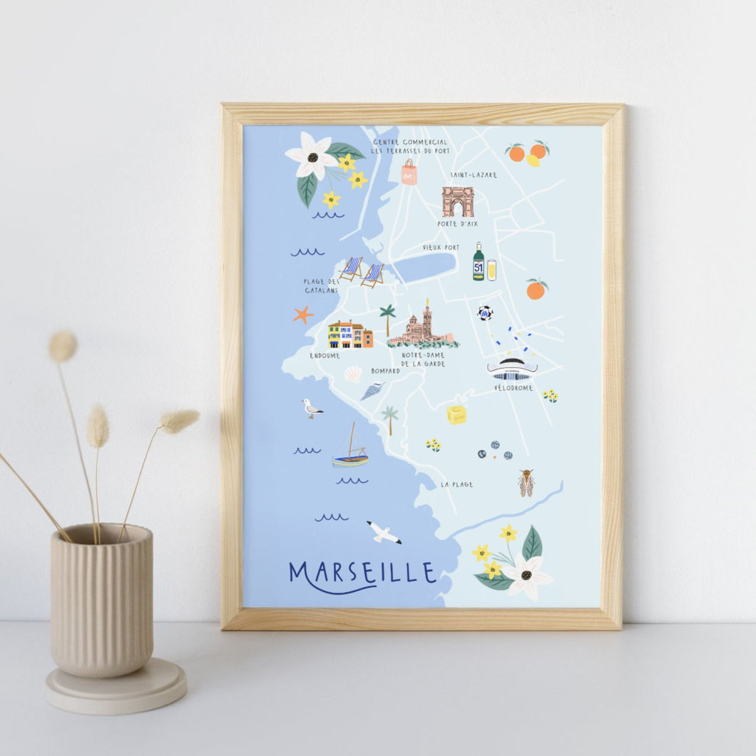 Marseille - Affiche illustrée 2 - Format A3