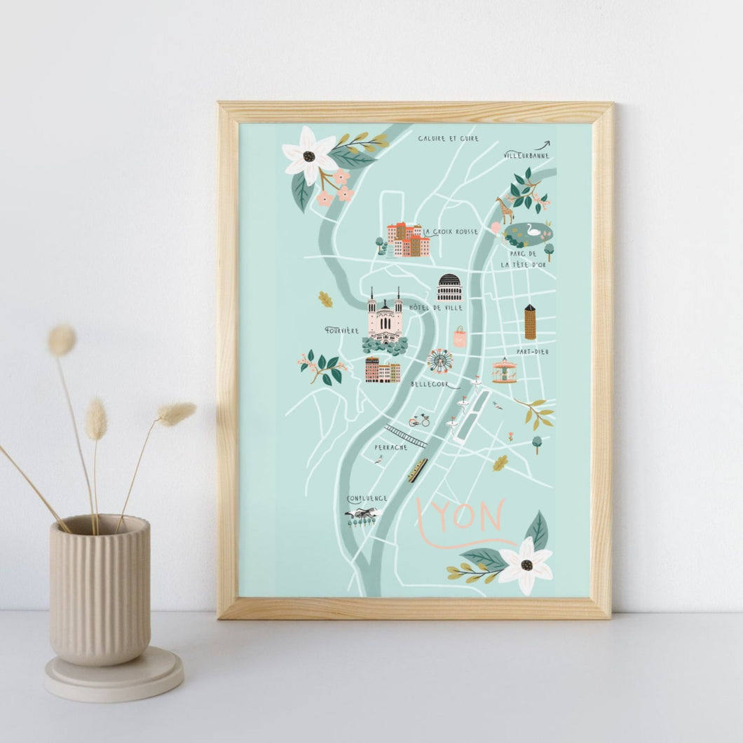 Lyon - Affiche illustrée 2 - Format A3