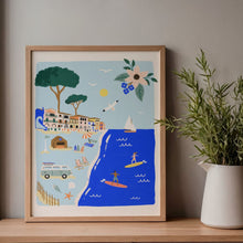 Charger l&#39;image dans la galerie, Hossegor et la cote landaise - Affiche illustrée 1 - Format A3
