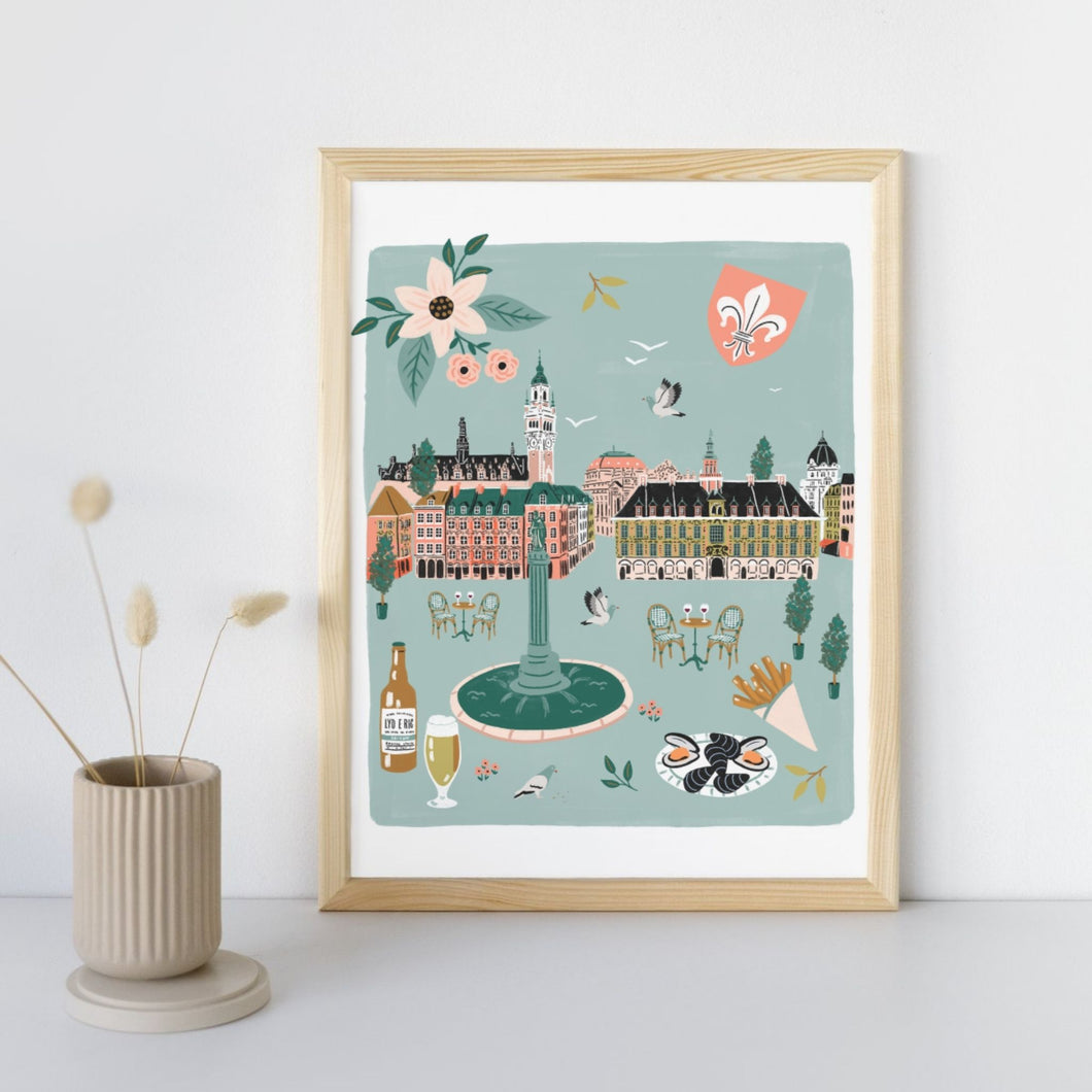 Lille - Affiche illustrée 1 - Format A3