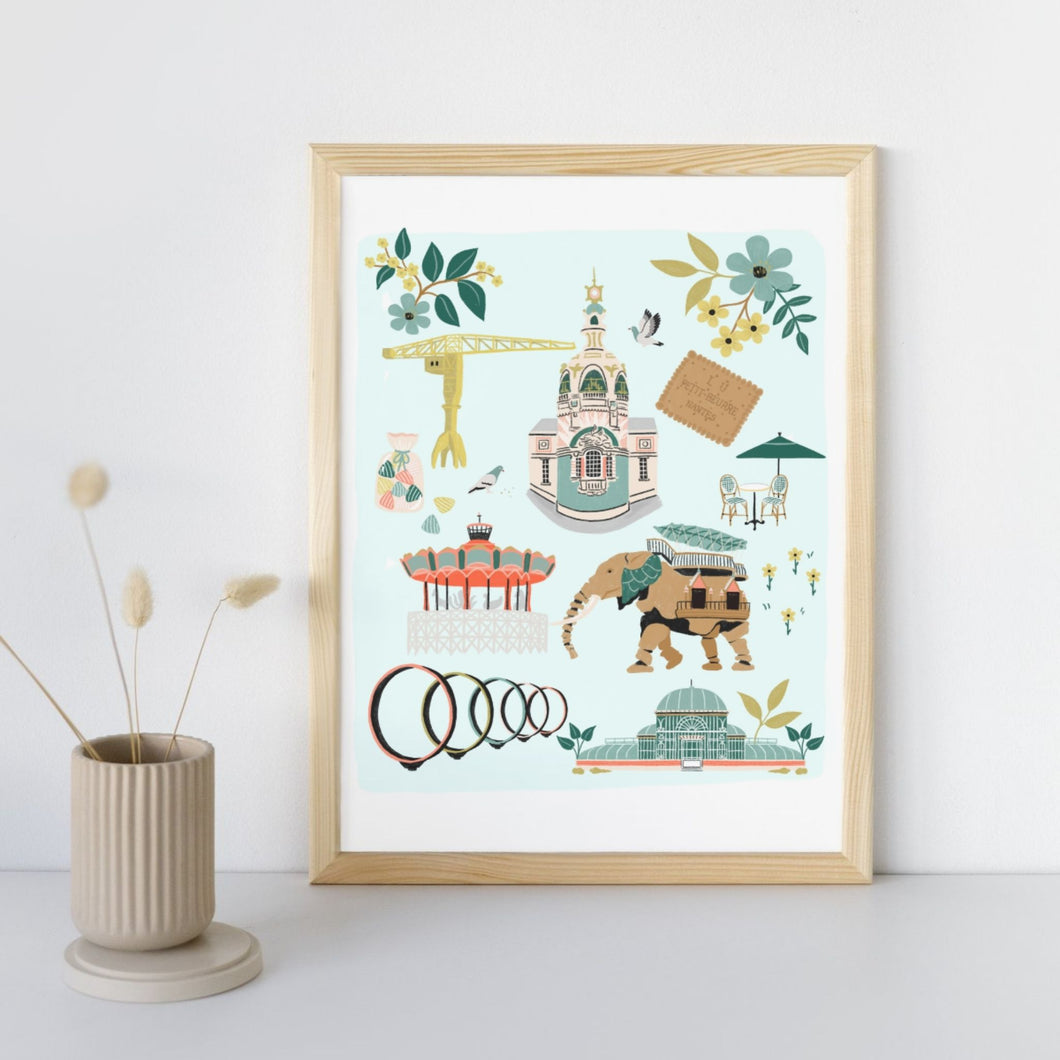 Nantes - Affiche illustrée 1 - Format A3
